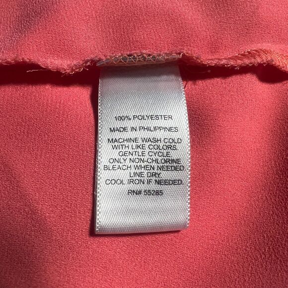 Express Shirt Womens Small Coral Pink Chiffon Portofino Office Business Casual - Picture 7 of 7